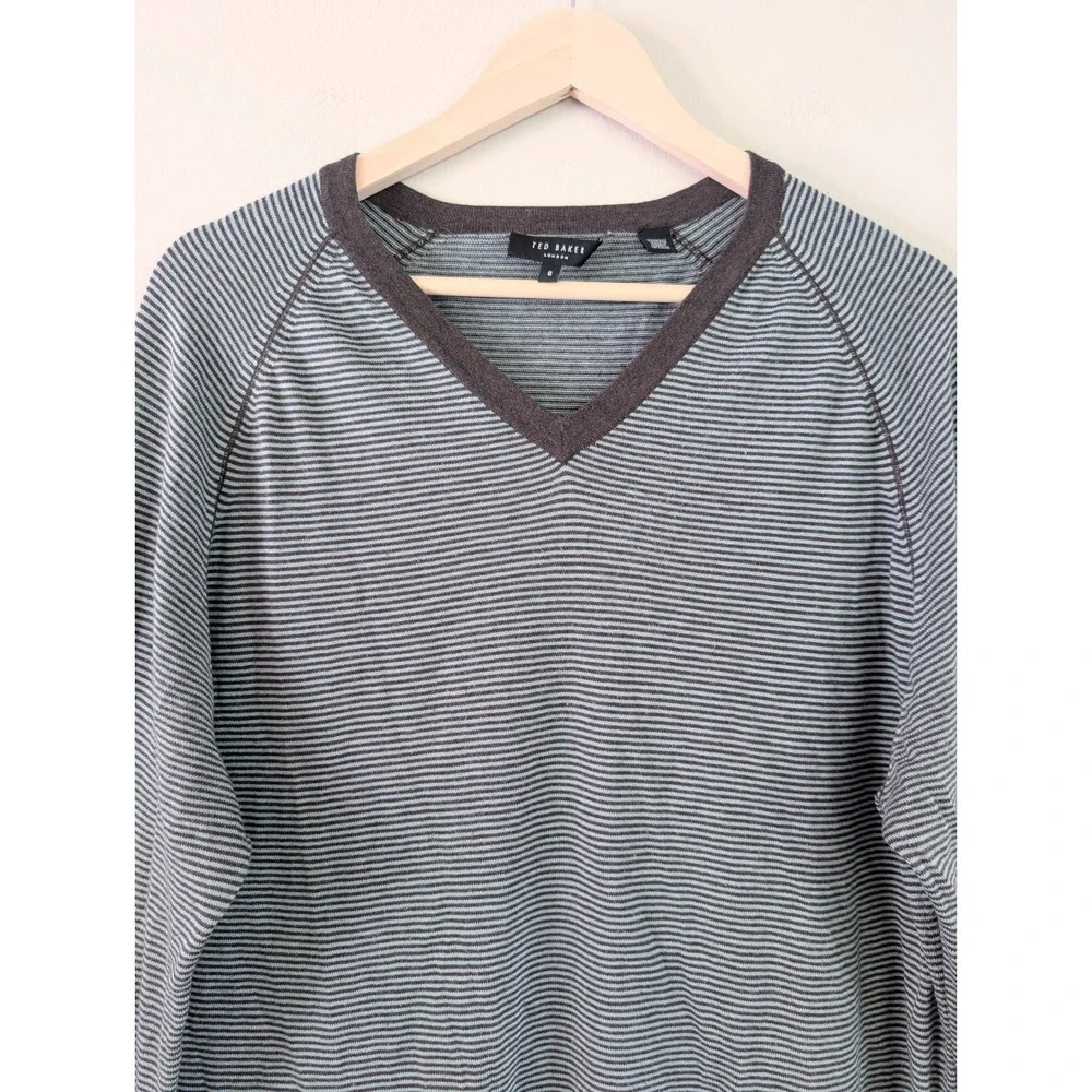 Ted Baker London Mens 6 XXL Striped Sweater Silk Cashmere Luxury Business Preppy
